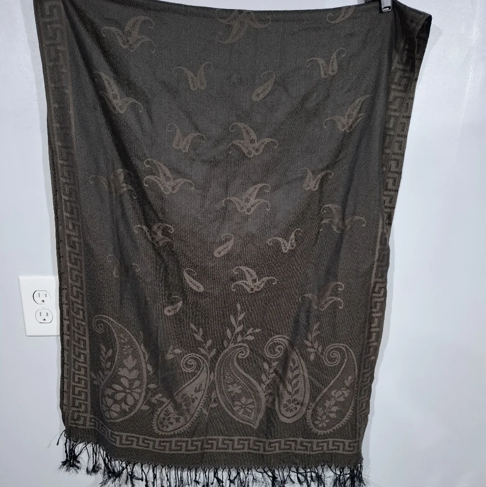 Jerusalem Brown Tasseled 100% Cashmere Women’s Scarf Paisley Pashmina